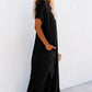 V Neck Hidden Pocket Splits Maxi T-shirt Dress