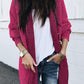 Plaid Knitted Long Open Front Cardigan