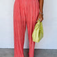 Self Tied Straps Pleated Wide Leg Jumpsuit