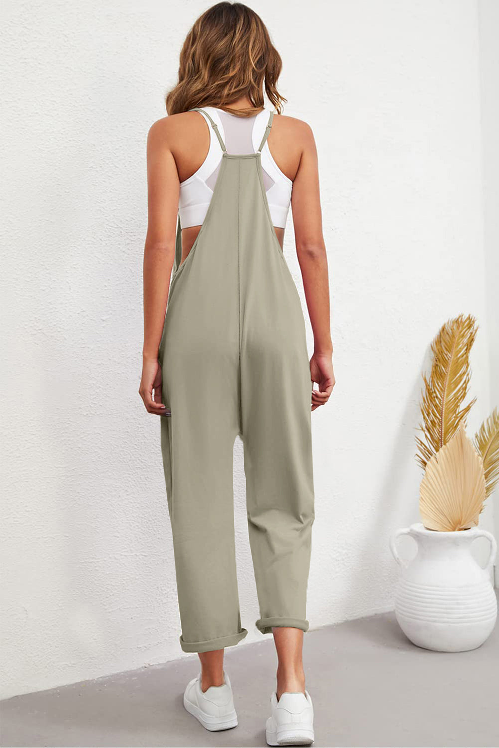 Pocketed Adjustable Shoulder Strap Jumpsuit