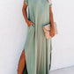 V Neck Hidden Pocket Splits Maxi T-shirt Dress