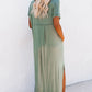 V Neck Hidden Pocket Splits Maxi T-shirt Dress