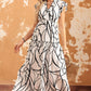 Abstract Print V Neck Ruffle Maxi Dress