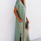 V Neck Hidden Pocket Splits Maxi T-shirt Dress