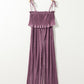 Self Tied Straps Pleated Wide Leg Jumpsuit