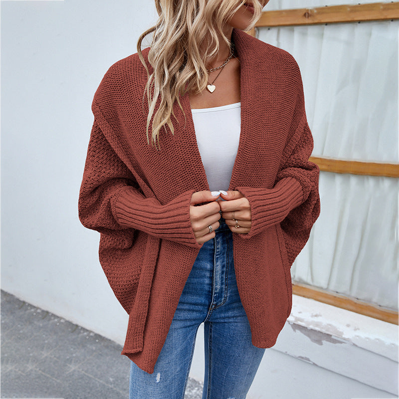 Knitted Sweater Dolman Sleeve Cardigan