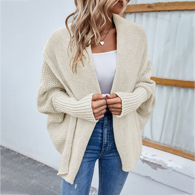 Knitted Sweater Dolman Sleeve Cardigan