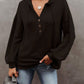 Button Hood Casual Solid Sweatshirt