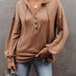 Button Hood Casual Solid Sweatshirt