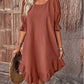 Linen Round Neck Solid Color Dress