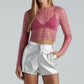 Rhinestone Pearl Mesh Top