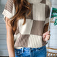 Checkered Short Sleeve Sweater