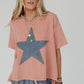 Mineral Wash Studded Star Patch Tee