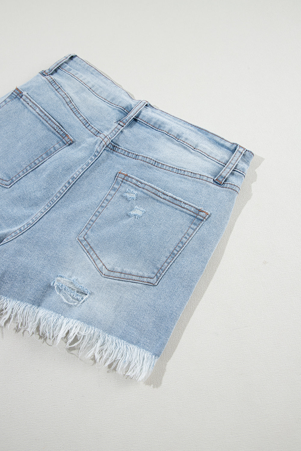 High Waist Distressed Ripped Raw Hem Denim