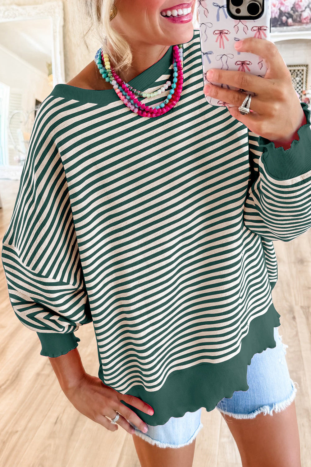 Cozy Striped Oversized Sweatshirt