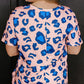 Plus Size Pink Leopard Print V Neck Tee