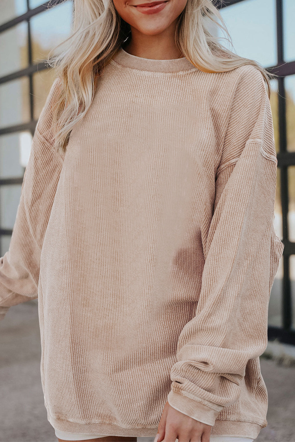 Ribbed Corded Oversized Sweatshirt