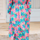 Plus Size Floral Shirred Maxi Dress