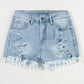 High Waist Distressed Ripped Raw Hem Denim