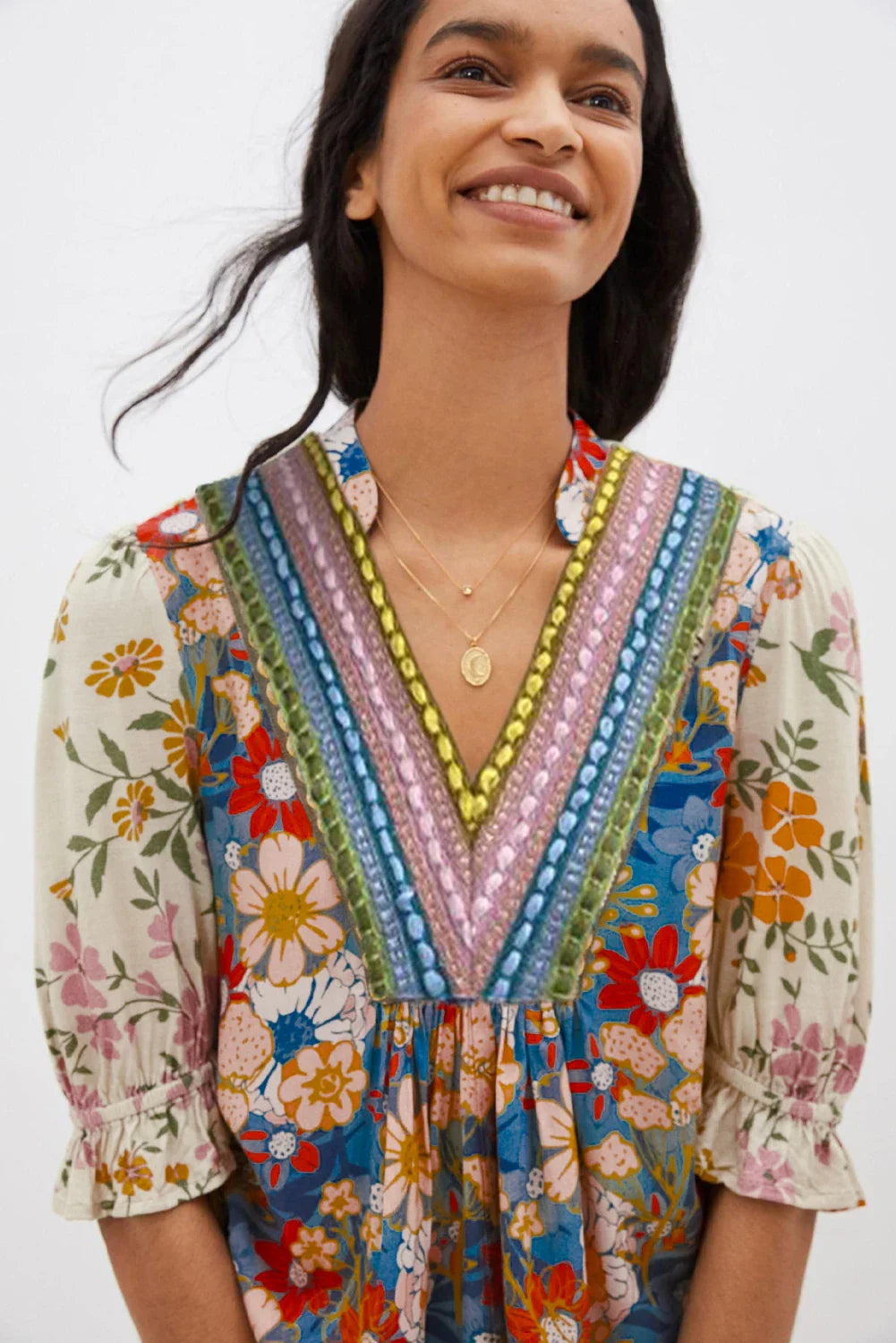 Boho Half Sleeve Floral Print Blouse