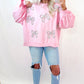 Bow Decor Loose Sleeve Sweatshirt