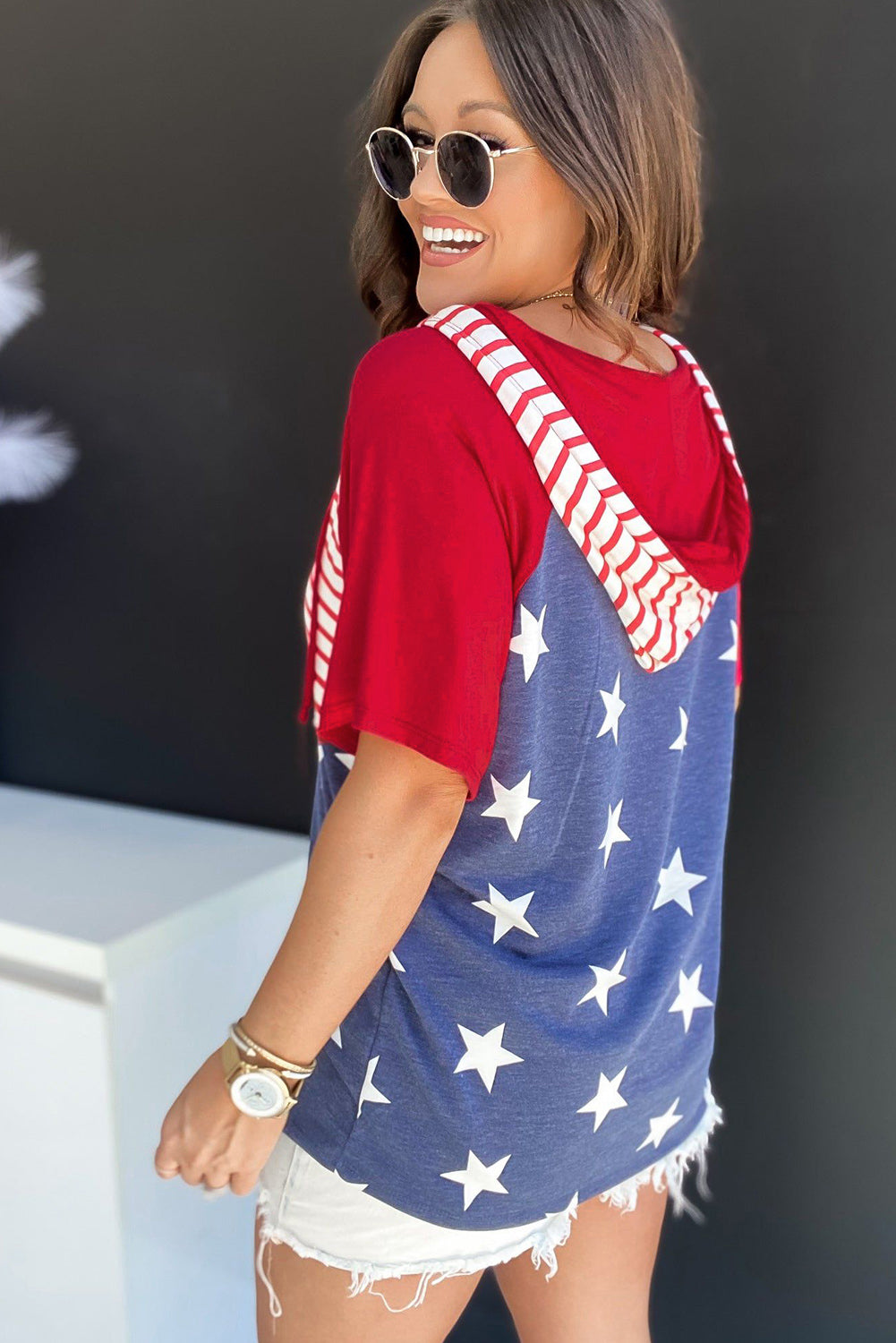 Stars&Stripes Drawstring Hooded Tee