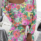 Flower Pullover and Drawstring Shorts Lounge Set