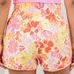 Boho Floral Shirred High Waist Shorts