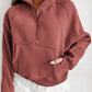 Zip Up Stand Collar Thumbhole Sleeve Sweatshirt