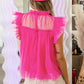 Tulle Ruffle Sleeve Flared Babydoll Blouse