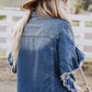 Raw Edge Ruffled Short Sleeve Denim Jacket