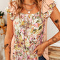 Floral Square Neck Ruffle Sleeve Blouse