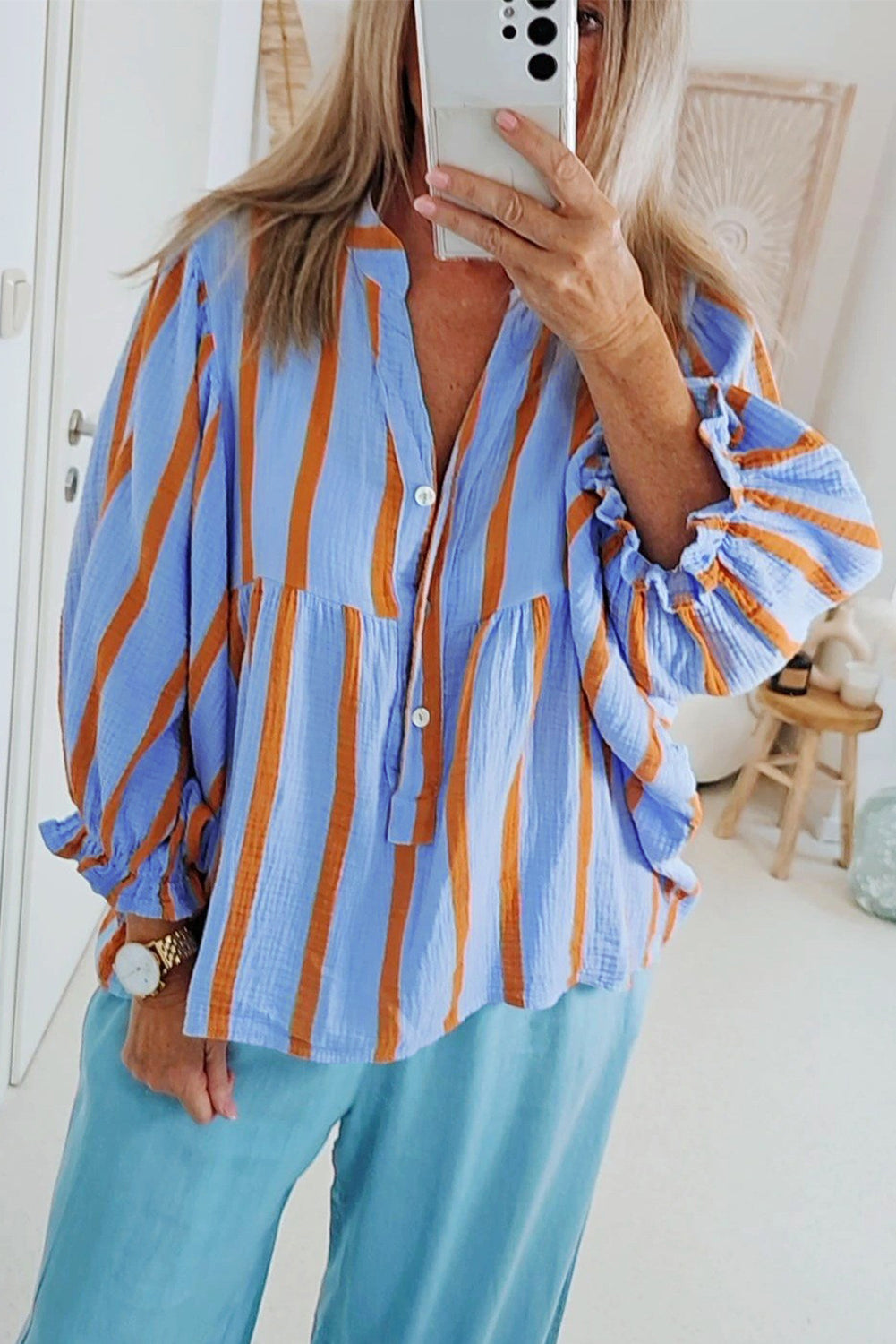 Stripe Button up Loose Shirt