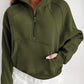 Zip Up Stand Collar Thumbhole Sleeve Sweatshirt