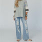 Pinstriped Color Block Patchwork Top