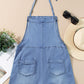 Grommet Tie Straps Casual Denim Romper