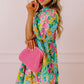 Vintage Floral Puff Sleeve Collar Buttoned Babydoll Dress