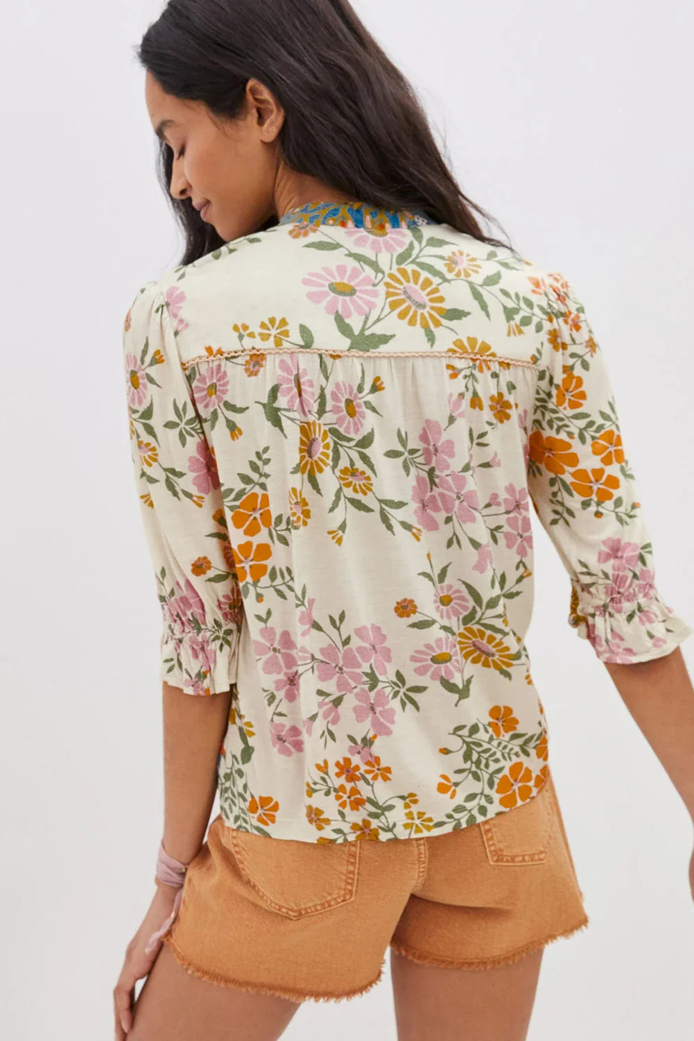 Boho Half Sleeve Floral Print Blouse