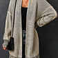 Plaid Knitted Long Open Front Cardigan