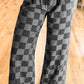 Checkered Wide Leg Jeans