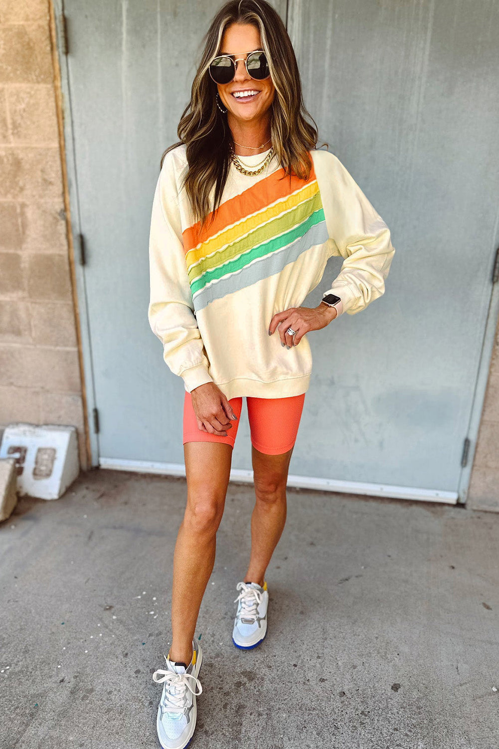 Rainbow Colorblock Striped Sweatshirt