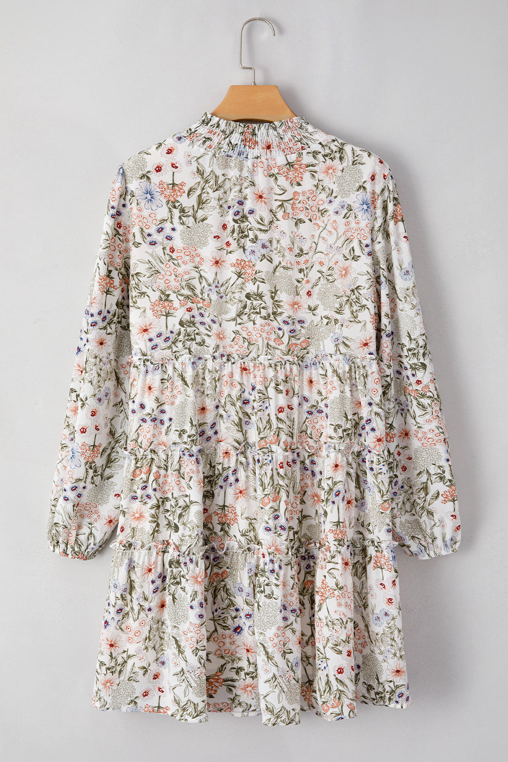 Floral Tiered Frilled Shirred Mini Dress