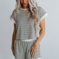 Stripe Contrast Edge Tee and Shorts Set