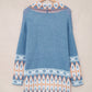 Western Aztec Open Front Sweater Cardigan