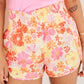 Boho Floral Shirred High Waist Shorts