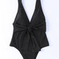 V Neck Tie Waist One-piece Swimsuit