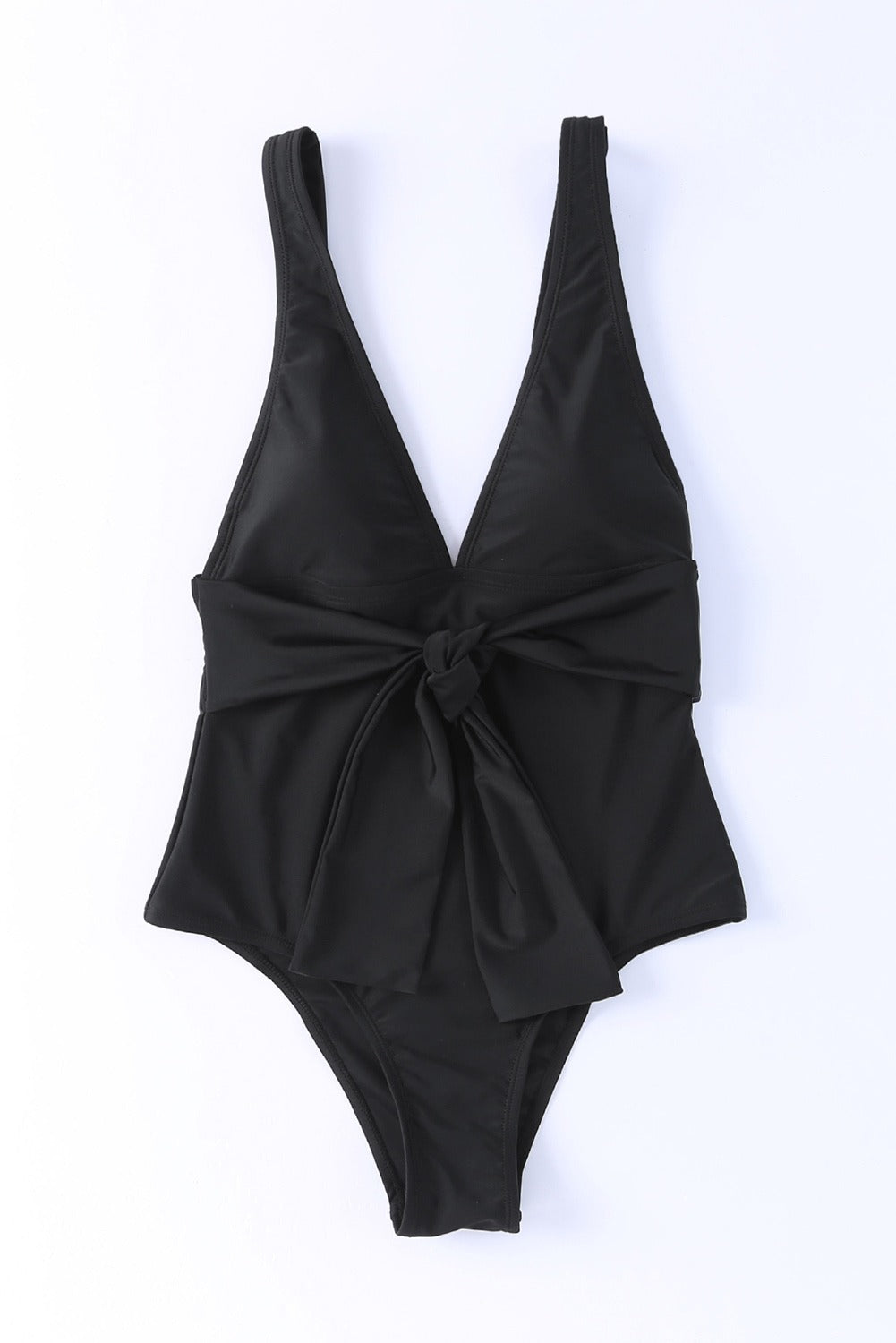 V Neck Tie Waist One-piece Swimsuit