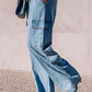 Drawstring High Waist Cargo Pocket Wide Leg Jeans