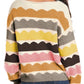 Wave Striped Balloon Sleeve Loose Sweater