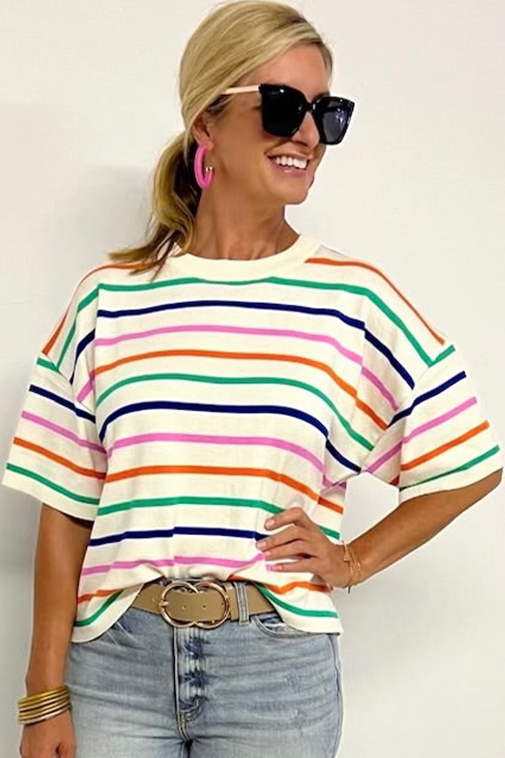 Stripe Dropped Boxy Fit Knitted Top